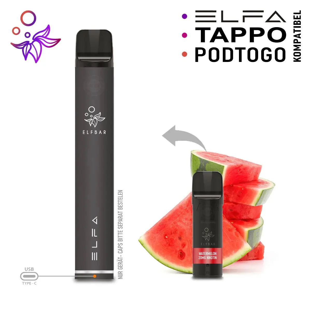 Elfbar ELFA Akku Basis 500 mAh (USB-C) - Image 3