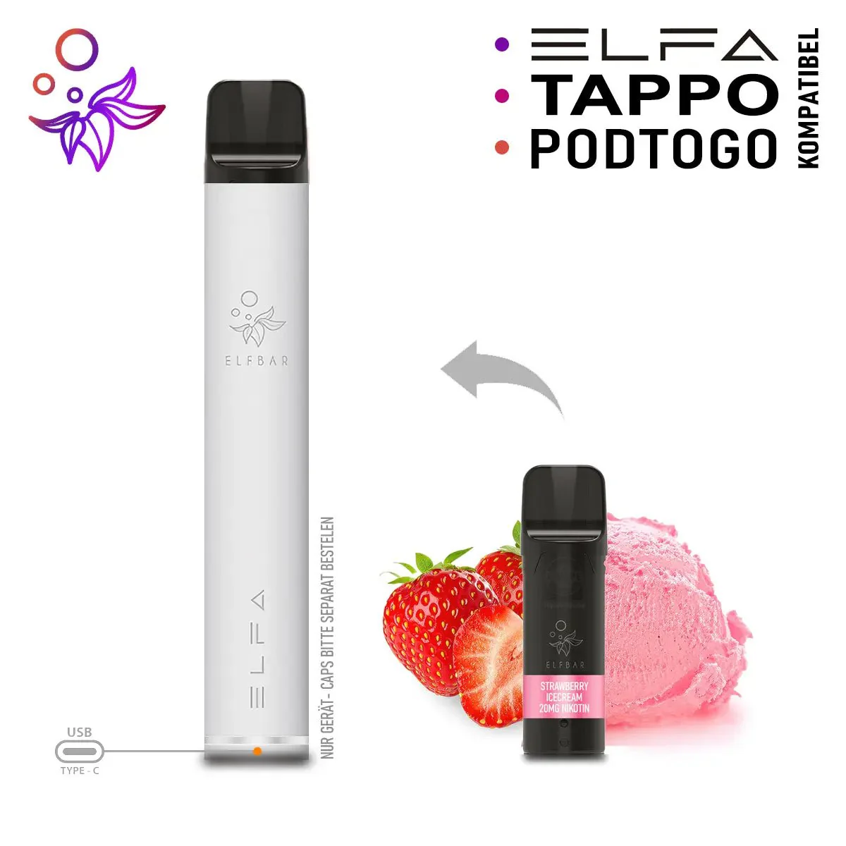 Elfbar ELFA Akku Basis 500 mAh (USB-C) - Image 4