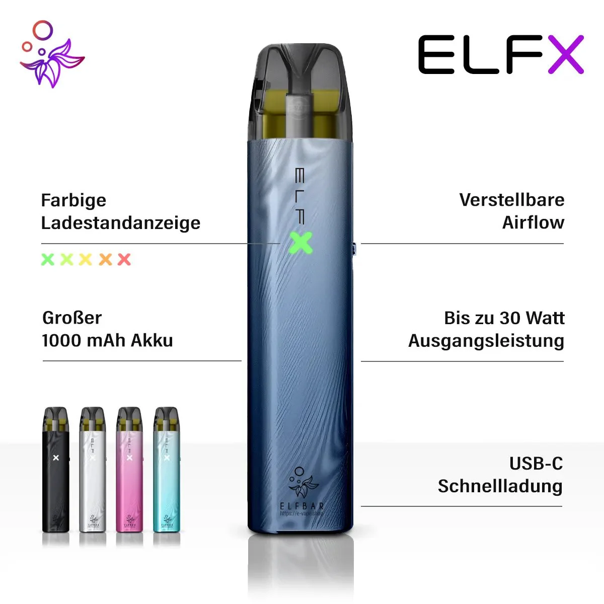 Elfbar ElfX Pod Kit Set - 1000 mAh Akku - wiederbefüllbar - Image 11