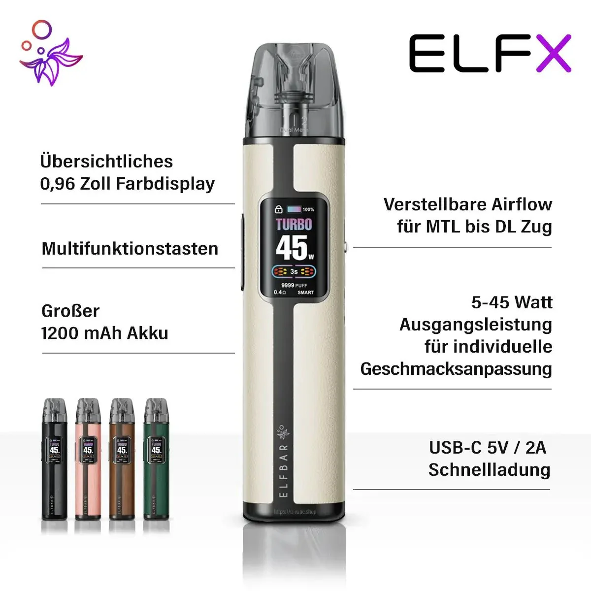 Elfbar ELFX Pro - 45W, 1200 mAh Akku & Dual Mesh Pods - Image 7